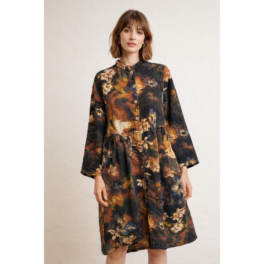 Floral Dress Women's Size Large Dark Romantic Boho Artsy Pockets Show Beauty